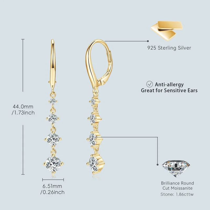 Long Dangle D  Drop Earrings