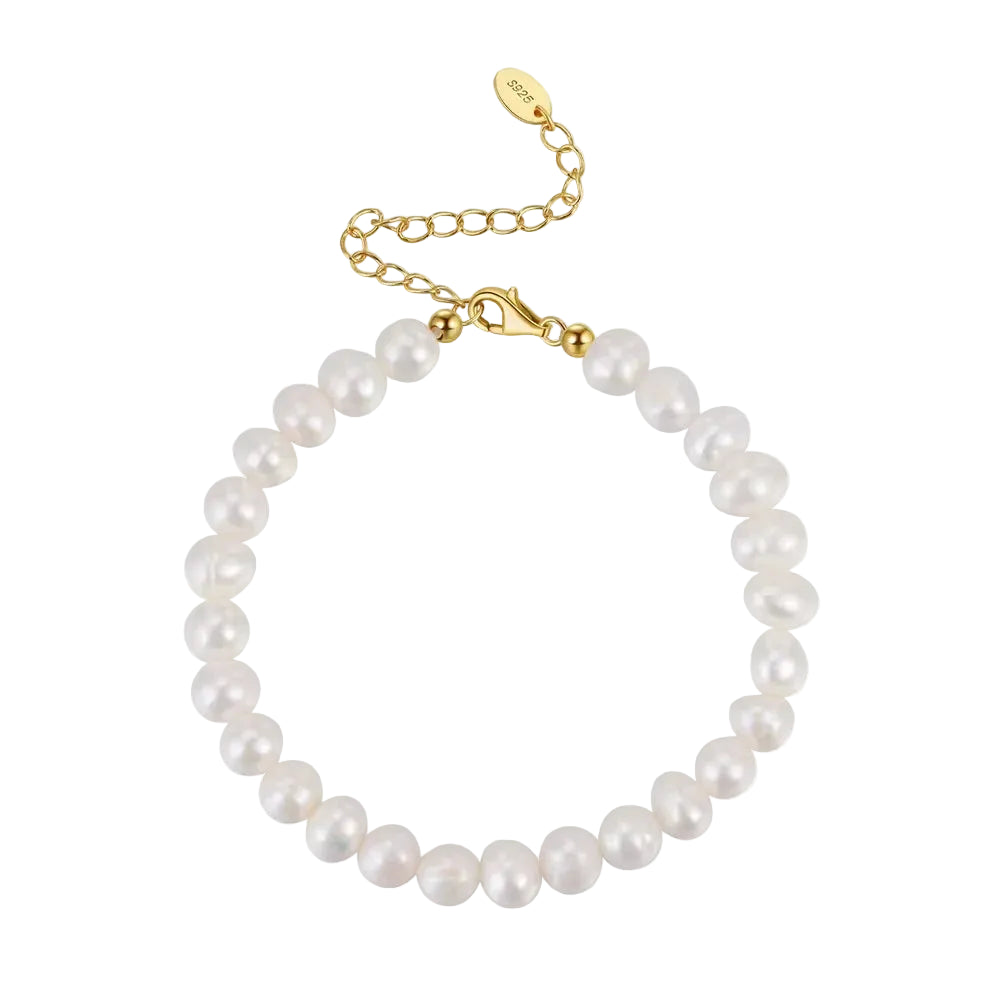 Gold Rice Pearl Chain Bracelet