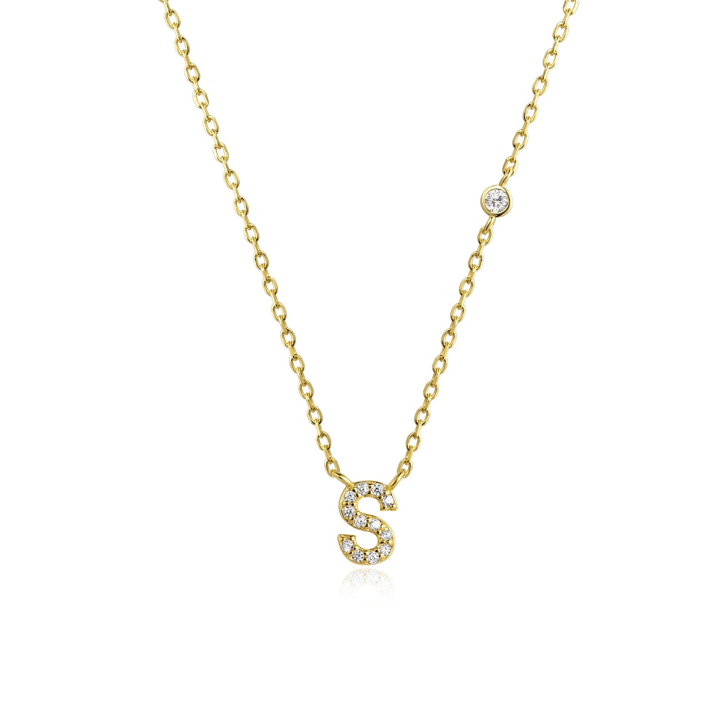 Initial Alphabet Necklace - 925 Sterling Silver