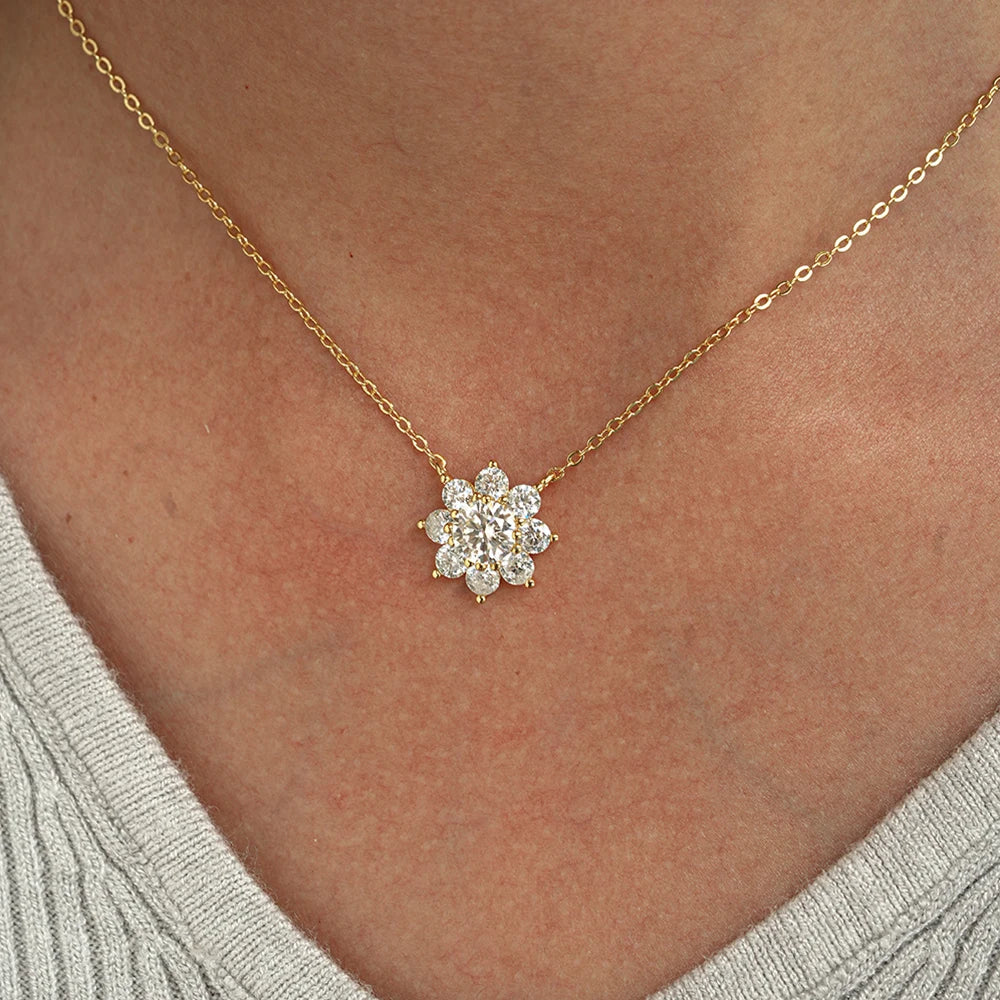 Sunflower Moissanite Pendant Necklace