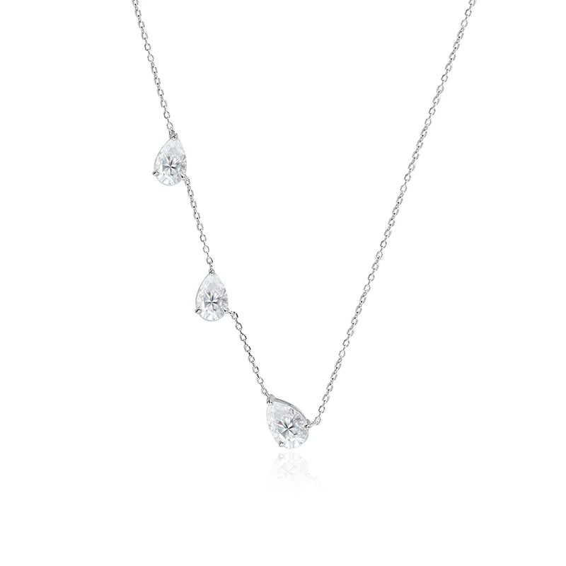 3 Gems Pear Cut Moissanite Necklace