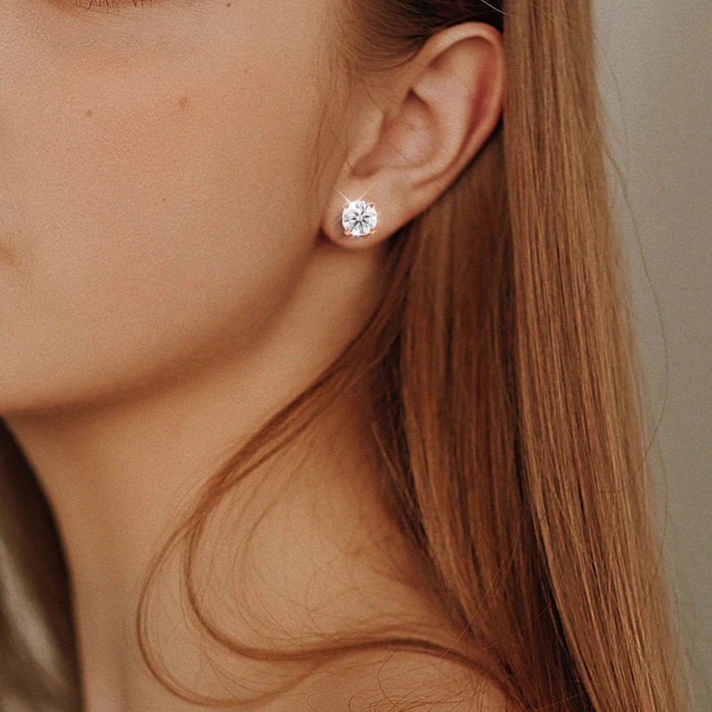 Moissanite Stud Earrings - 925 Sterling Silver