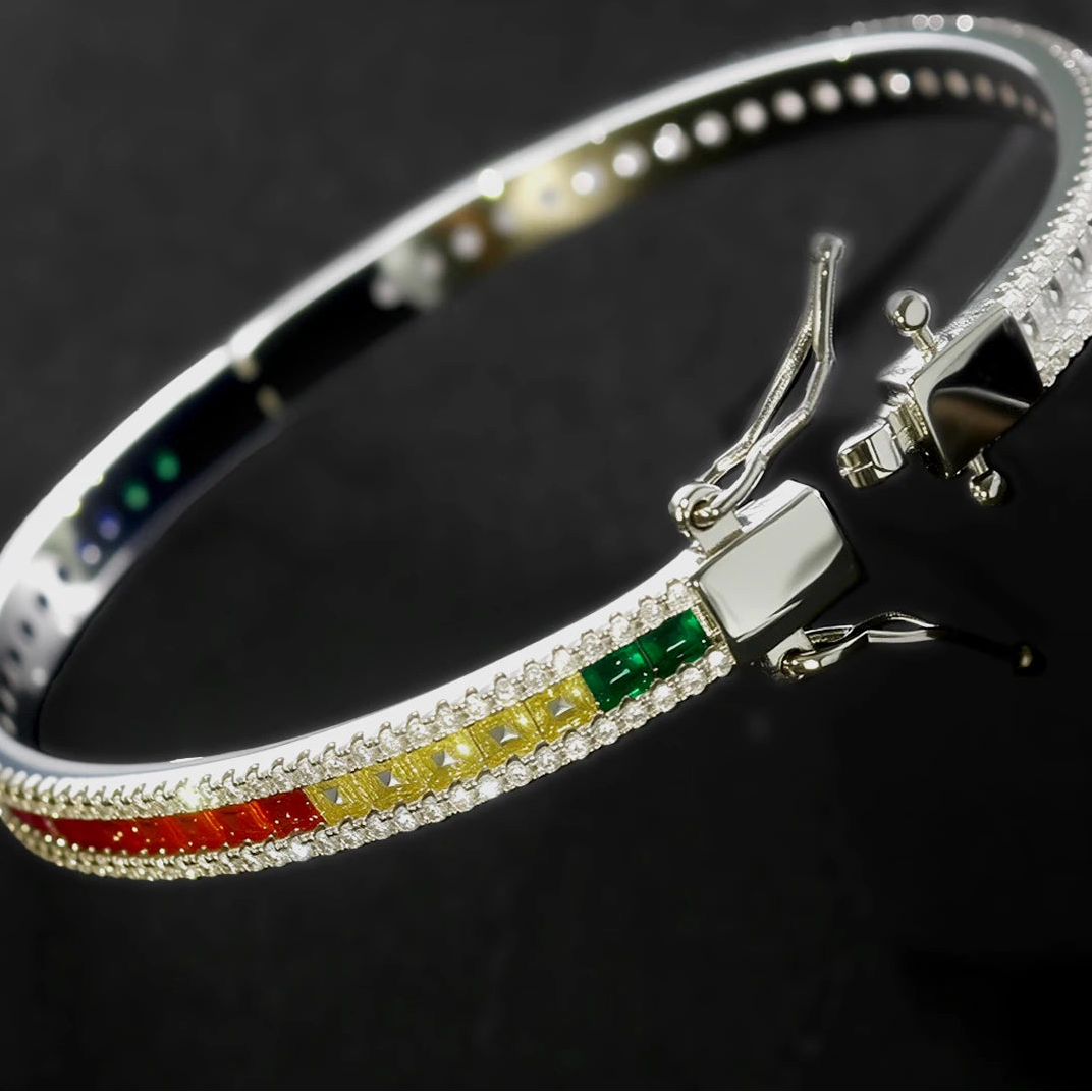 Colorful Zircon Bracelet Push-Pull Clasp
