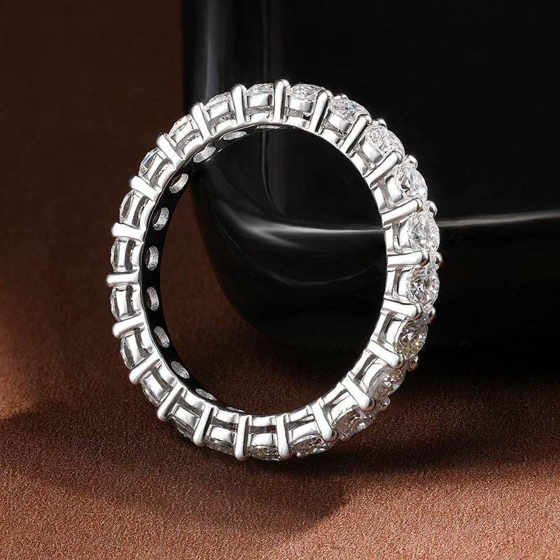 KNOBSPIN 3mm Round Moissanite Ring 18K White Gold Plated 925 Sterling Silver Wedding Engagement Rings for Women Man