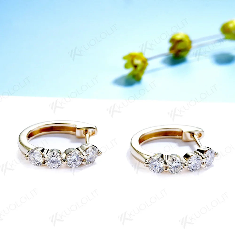 Clip Hoop Earrings Round Cut