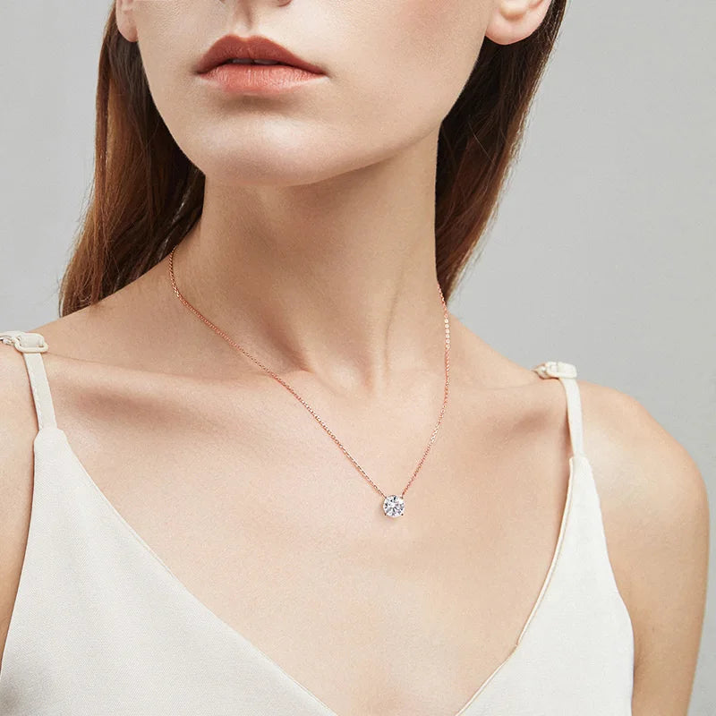 D Color Moissanite Necklace - 925 Sterling Silver