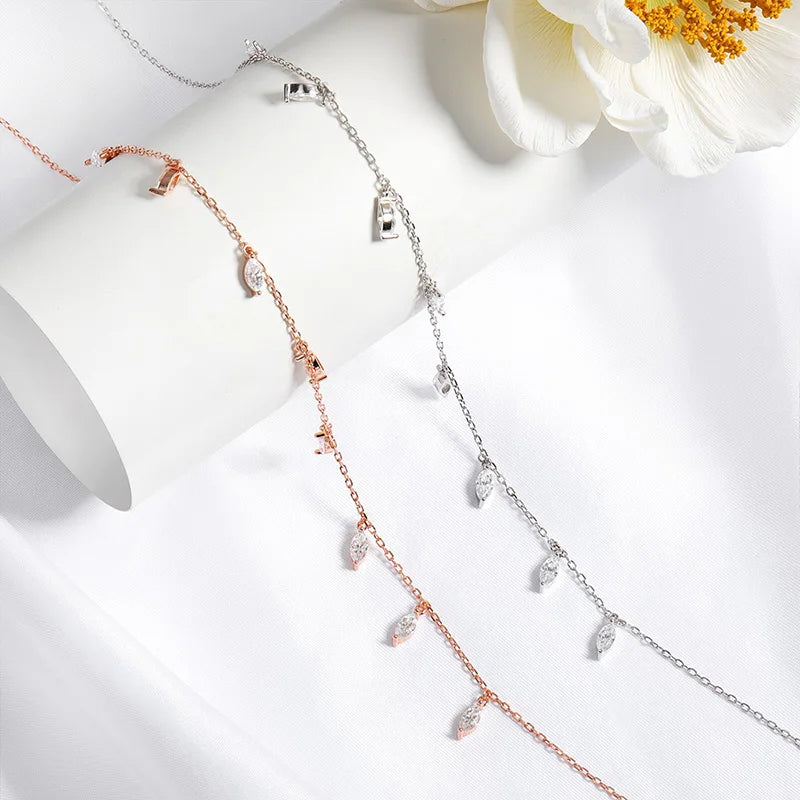 Marquise Cut Necklace 9 Gems Pendant