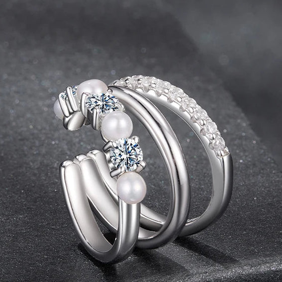 Mono 3-layered Ear Cuff Pearl Ear Clip