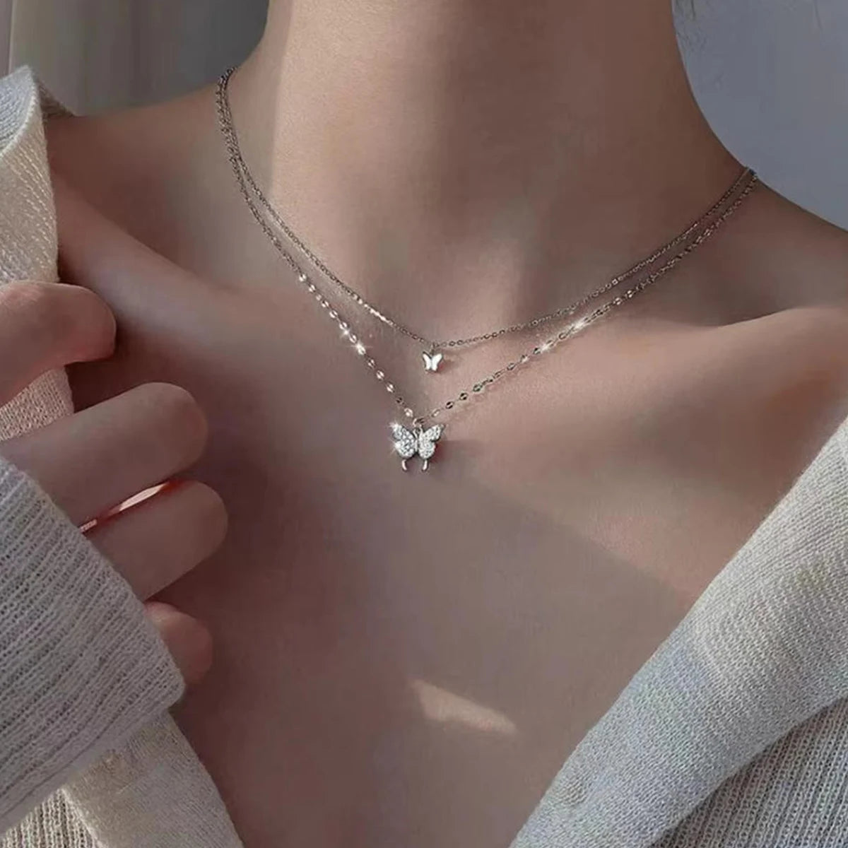 Butterfly Double Layer Necklace