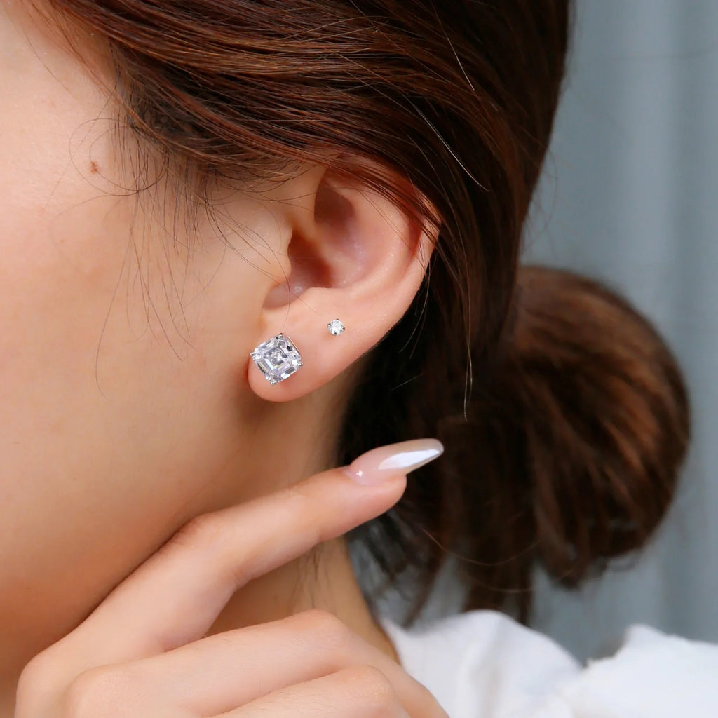 Asscher Cut  Stud Earrings
