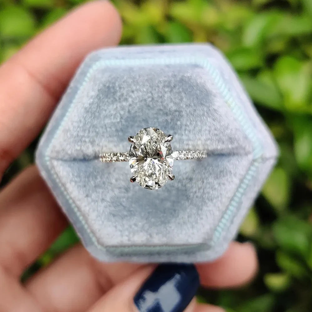 Oval Cut Full Solitaire Moissanite Ring