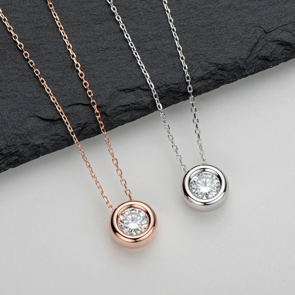 Round Bezel Moissanite Pendant Necklace