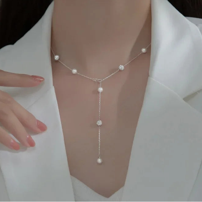 Pearl Ball Tassel Choker Necklace