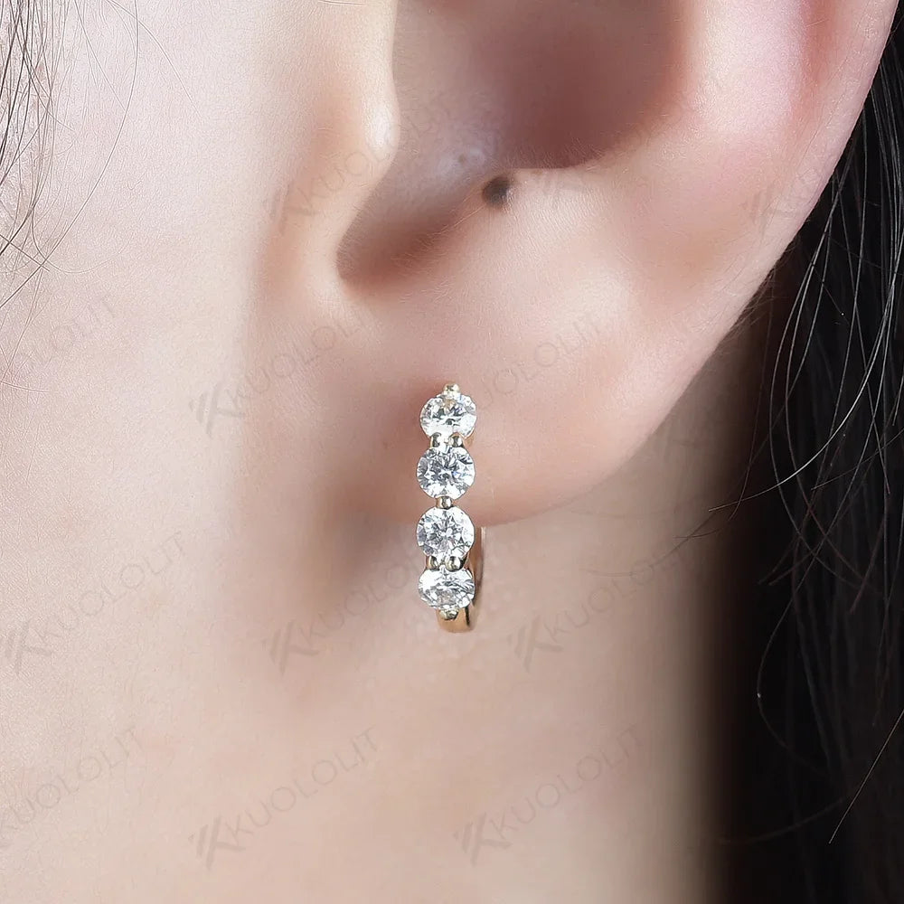 Clip Hoop Earrings Round Cut