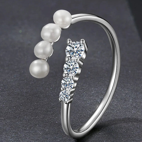 Freshwater Pearl Ring 4 Stones Multi-sizes Round Cut