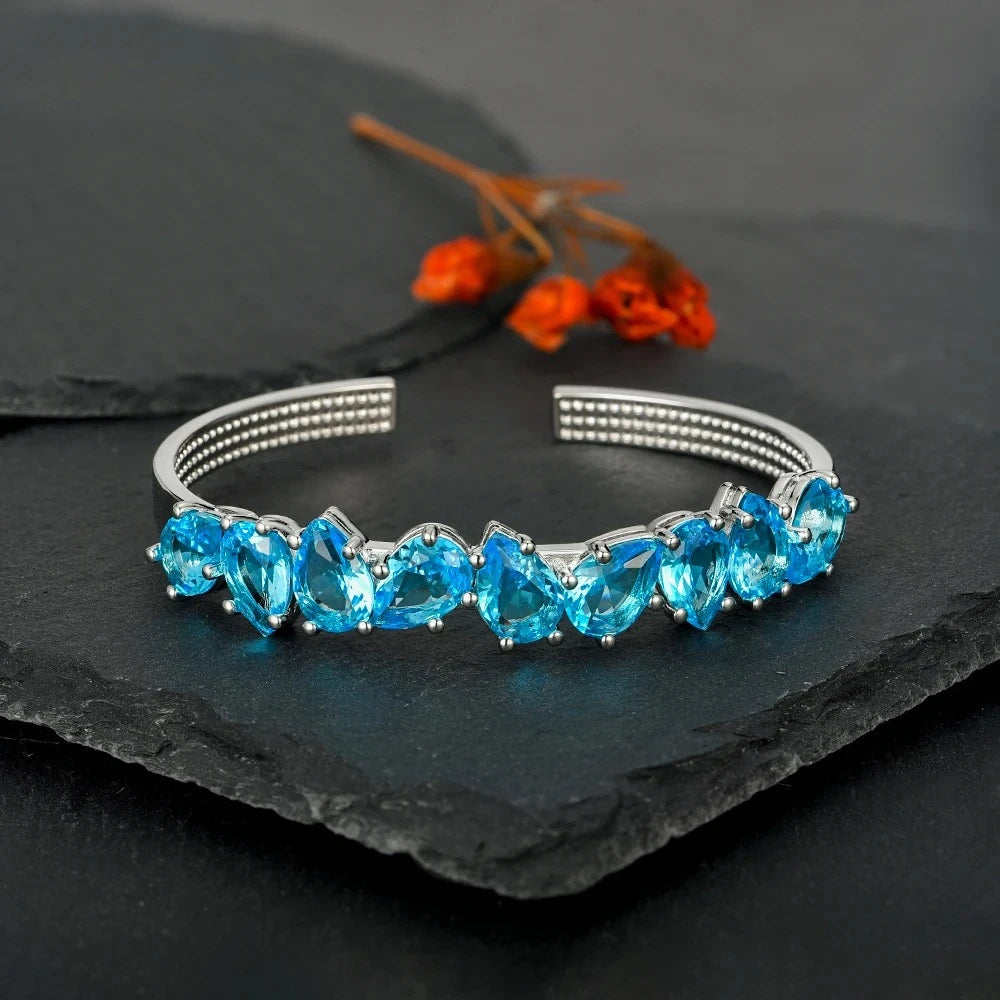 Waterdrop Pear Amethyst Adjustable Bangle