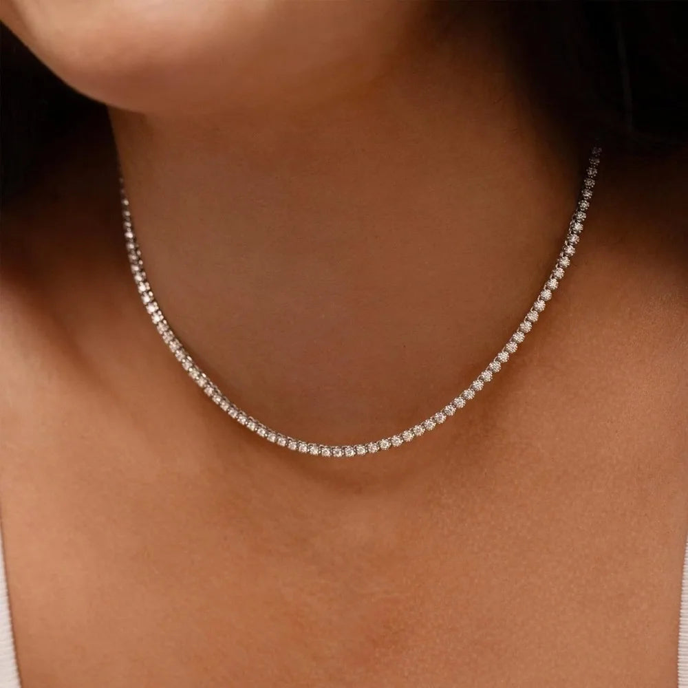 Tennis Choker Necklace Adjustable Neck Chain