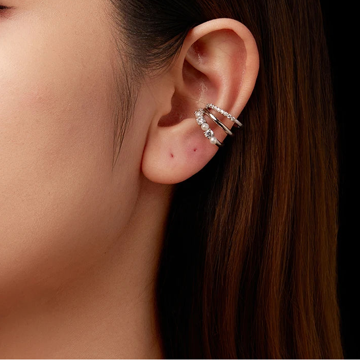 Mono 3-layered Ear Cuff Pearl Ear Clip