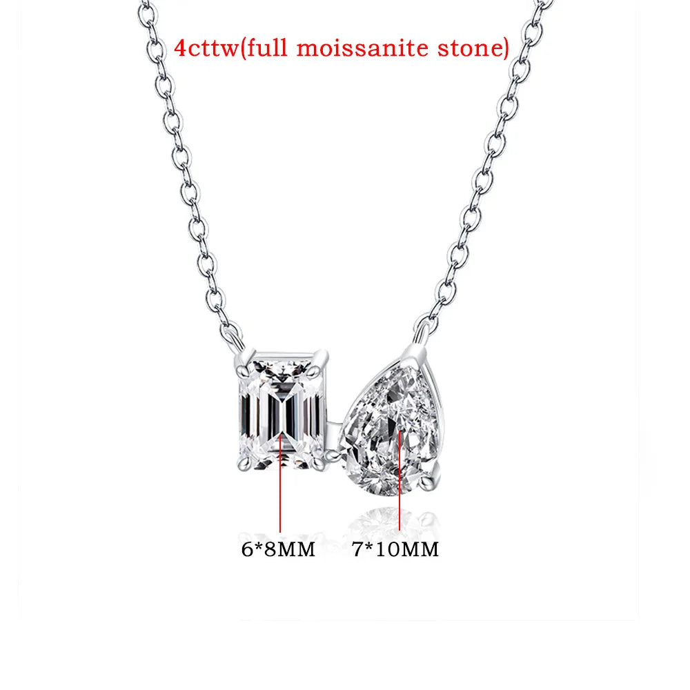 Two Stone Pear & Emerald Cut Stud Earrings