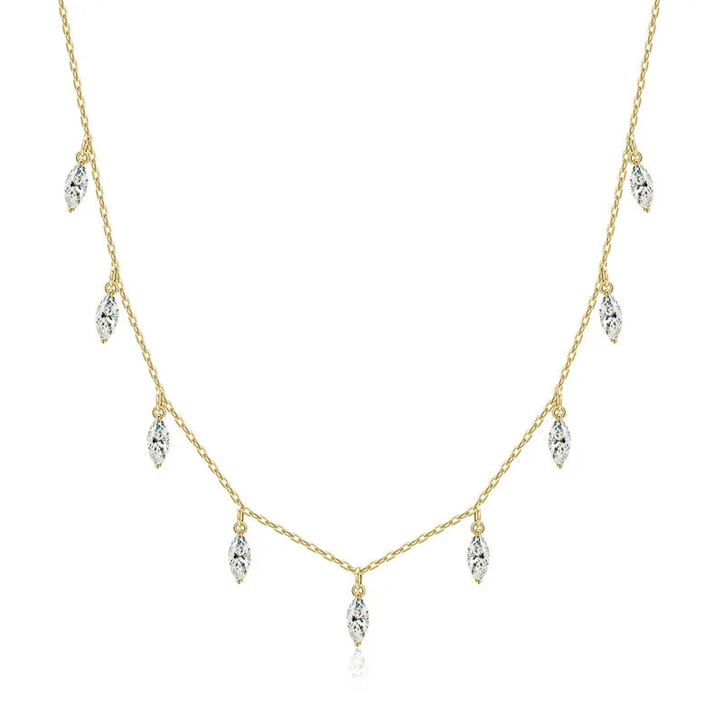 Marquise Cut Necklace 9 Gems Pendant