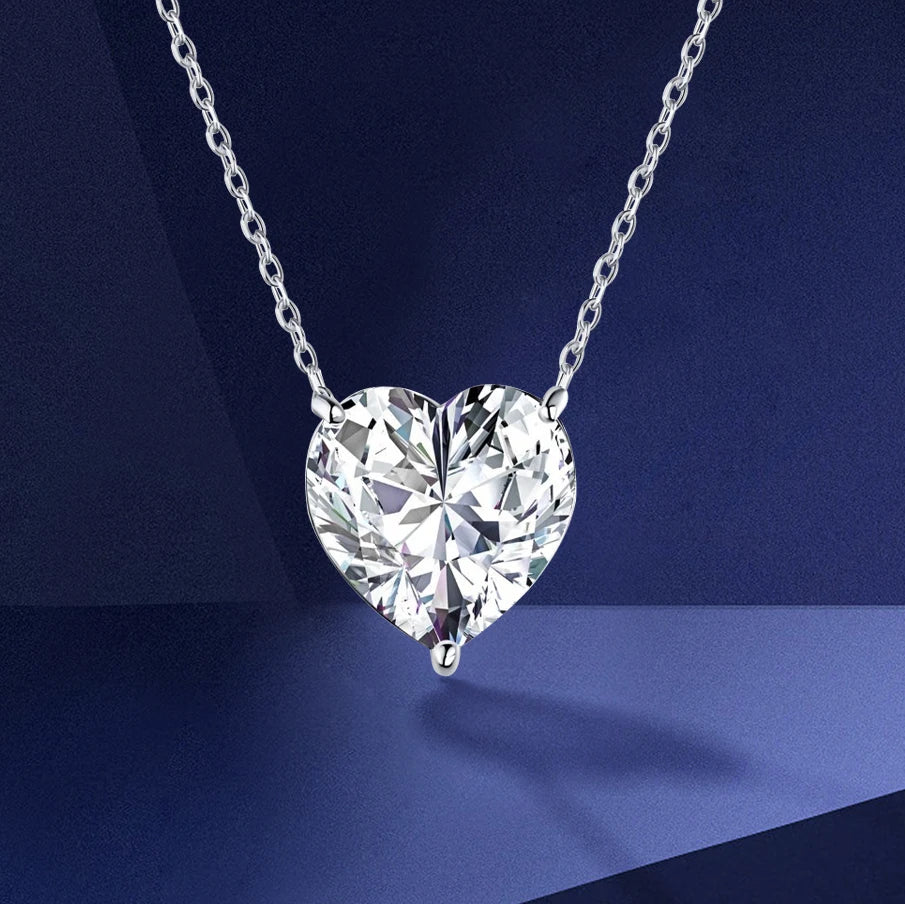 Solitaire Heart Cut Pendant Necklace