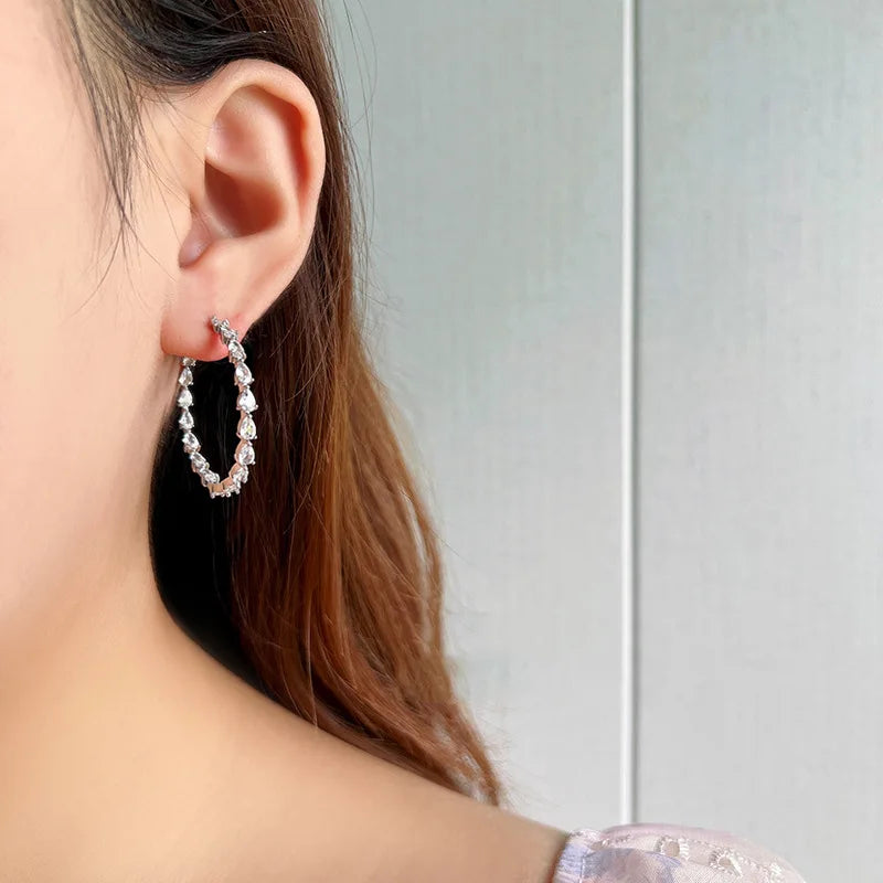 Water drops large hoops earrings