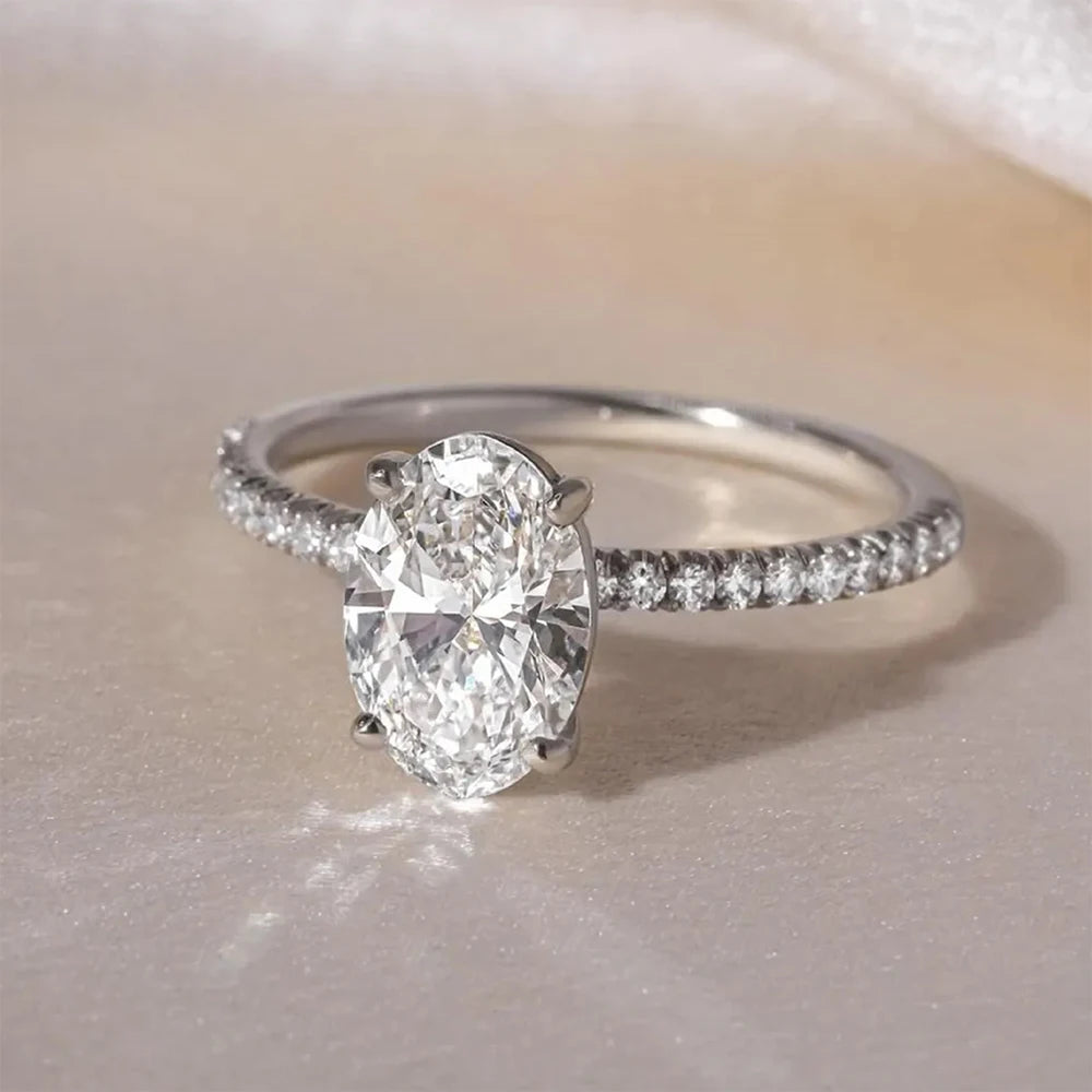 Oval Cut Full Solitaire Moissanite Ring