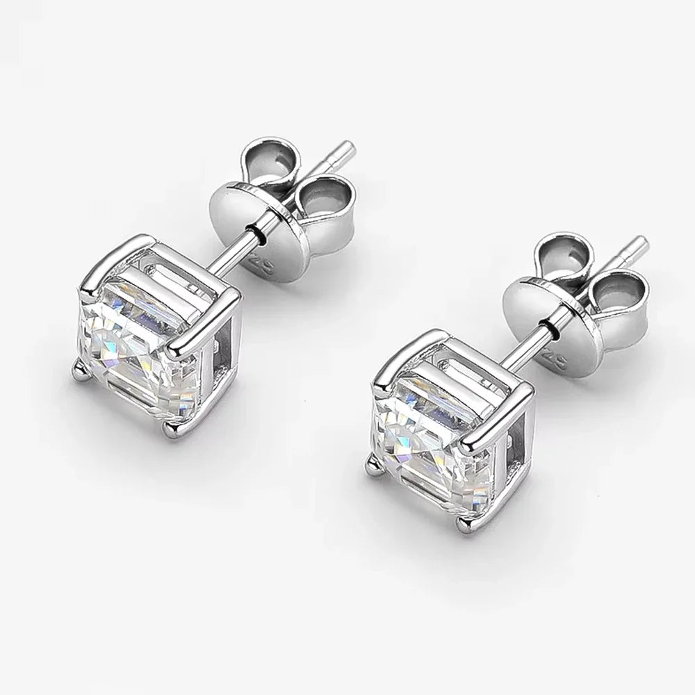 Asscher Cut  Stud Earrings